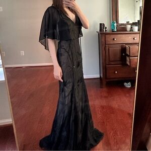 HALSTON HERITAGE Ruffle Sleeve Embroidered Soutache Dress NWT